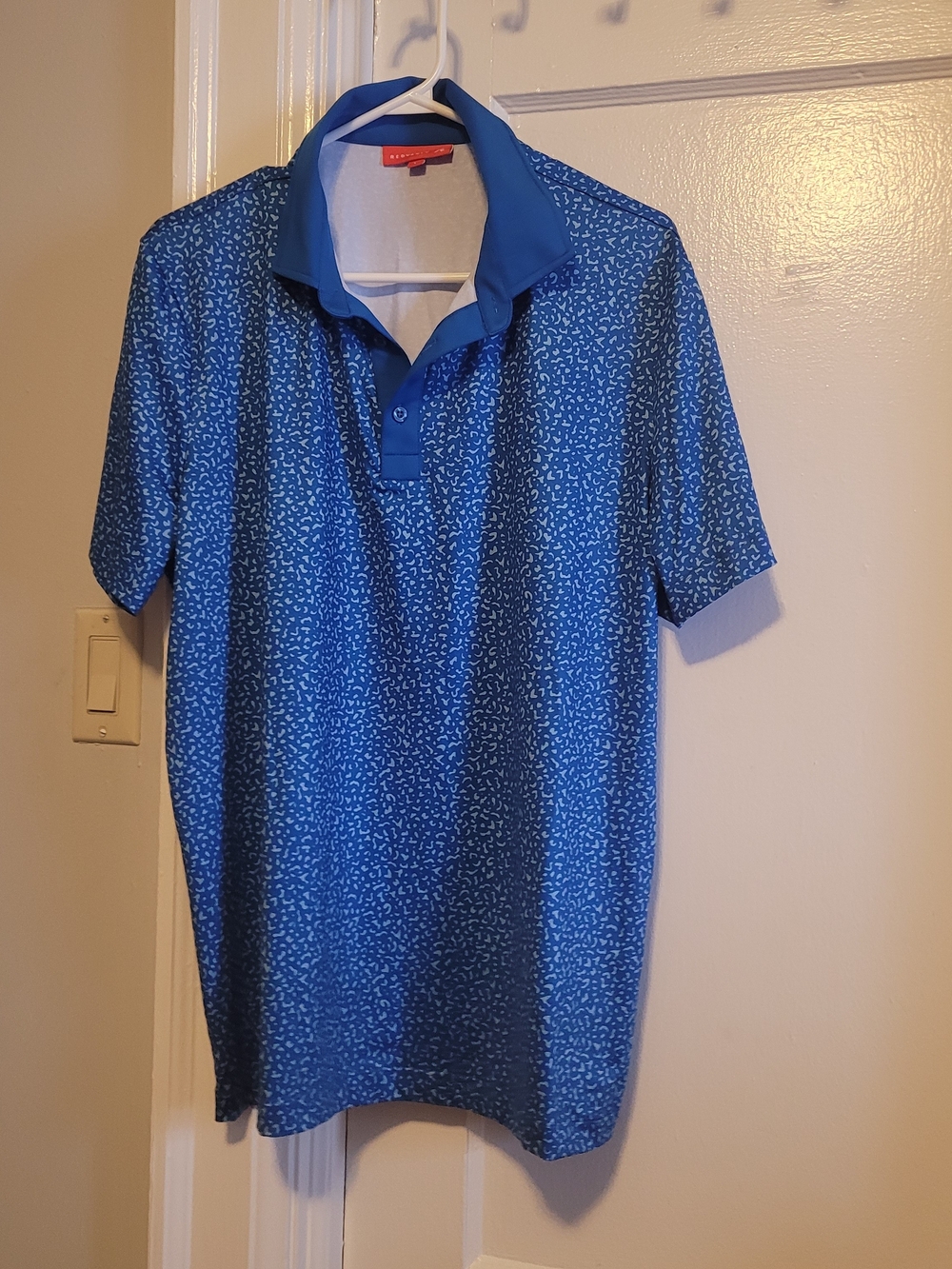 Redvanly Performance Blue Printed Men's Golf Polo Shirt Golfcore Dressy City Cas
